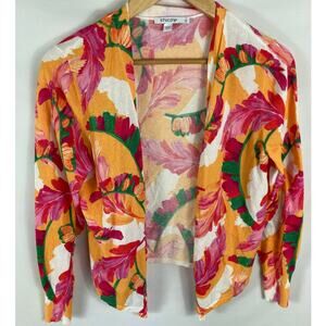 Chicos Linen Blend Colorful Lightweight Cardigan size 1 / Medium